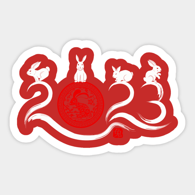 Year of the Rabbit Chinese Zodiac Chinese New Year 2023 Sticker by Jhon Towel